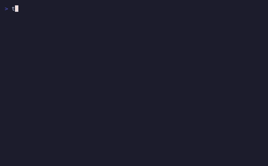 Recording of the tasks showcase CLI: interactive prompts, a colored task table, live search filtering, and a spinner